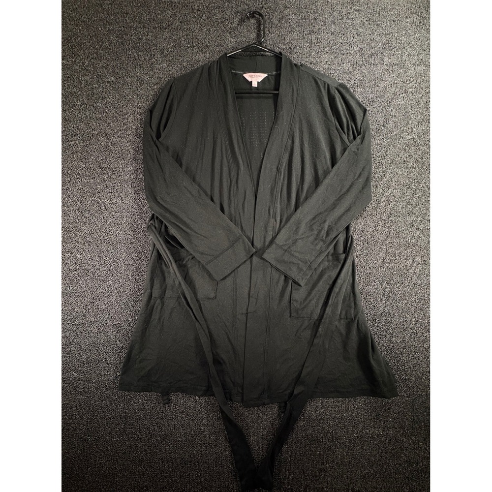 Juicy Couture Black Rhinestone Sleepwear Robe Womens S Wrap Belted Juicy Logo